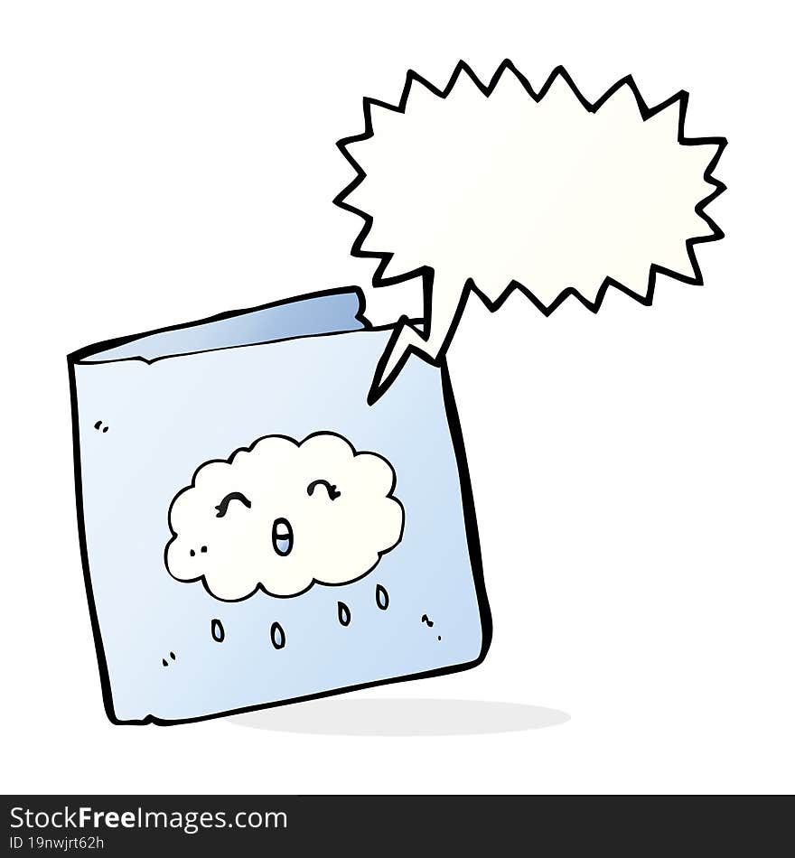 cartoon card with cloud pattern with speech bubble