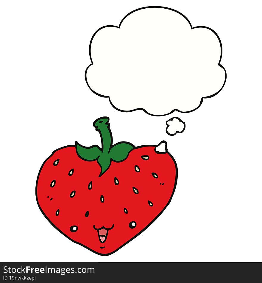 cartoon strawberry and thought bubble