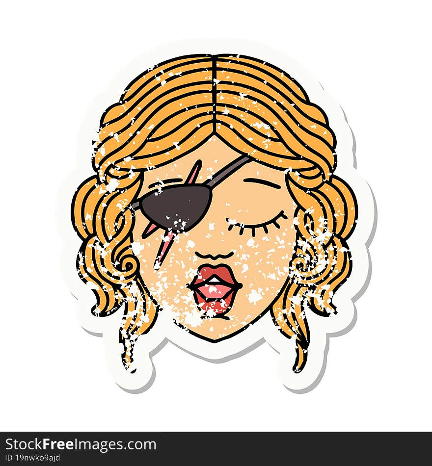 grunge sticker of a human rogue character. grunge sticker of a human rogue character