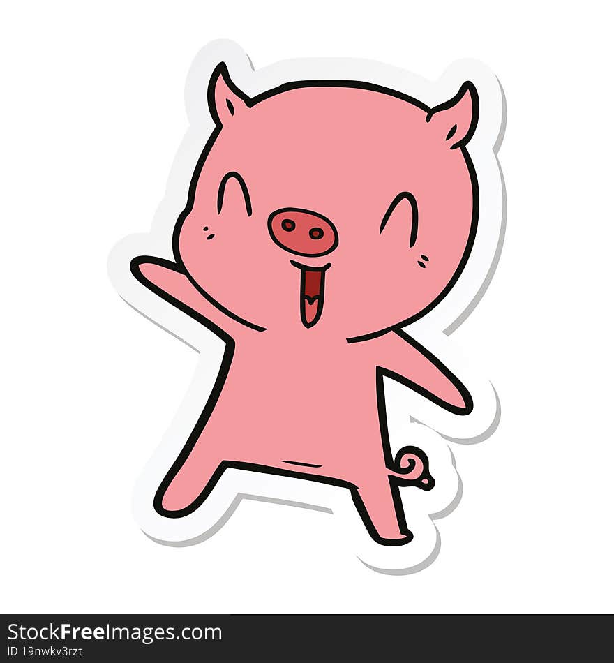 sticker of a cartoon pig dancing