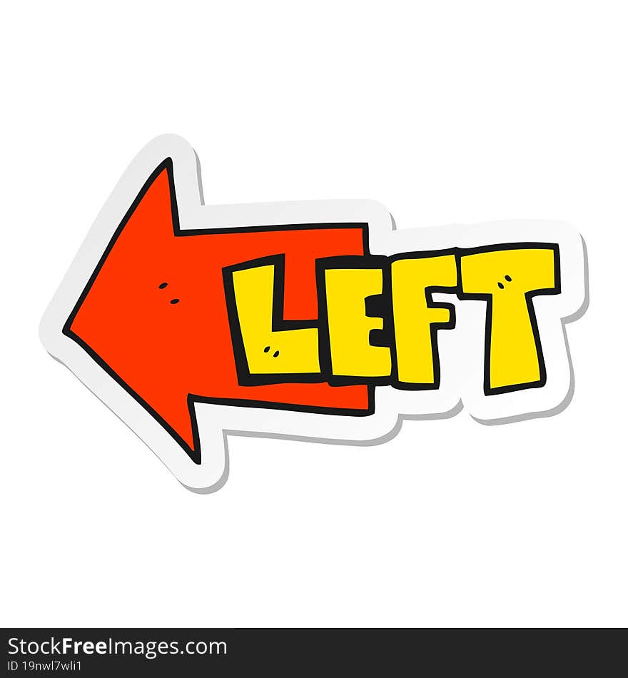 Sticker Of A Cartoon Left Symbol