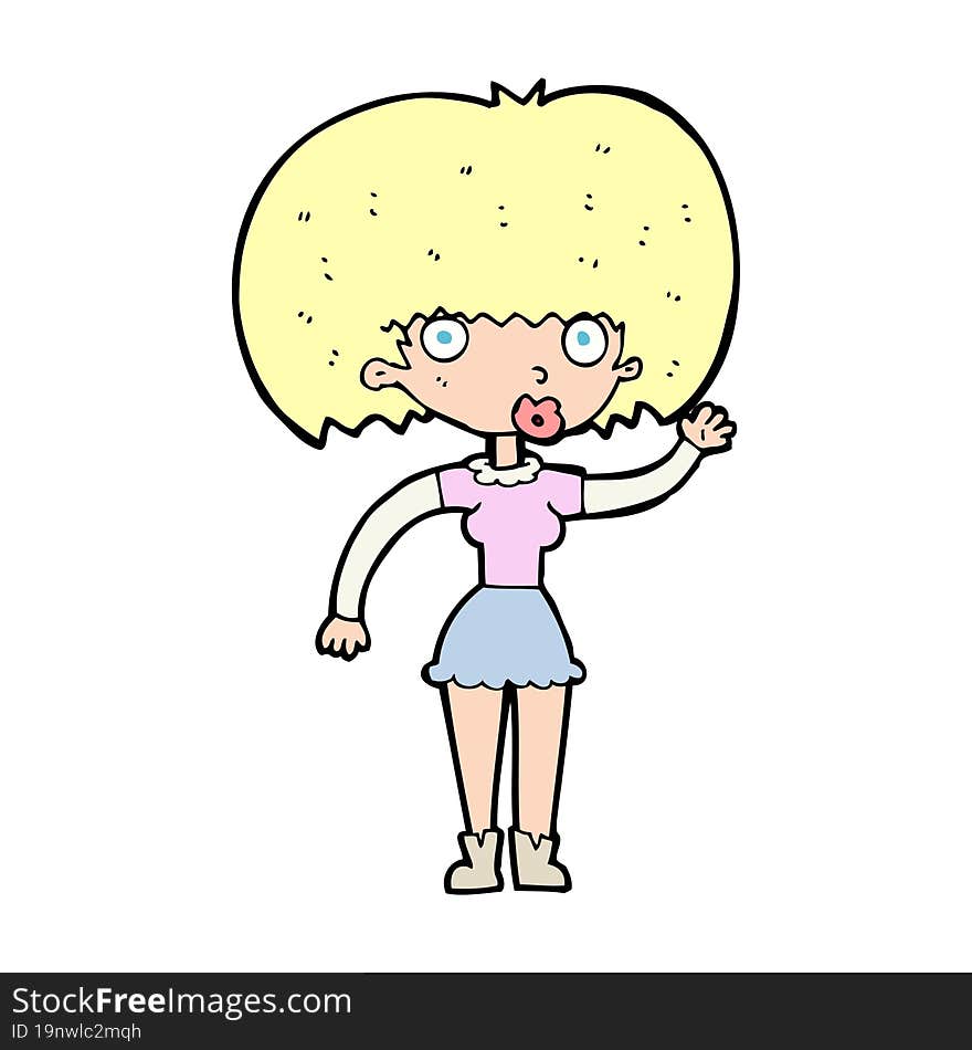 Cartoon Woman Waving