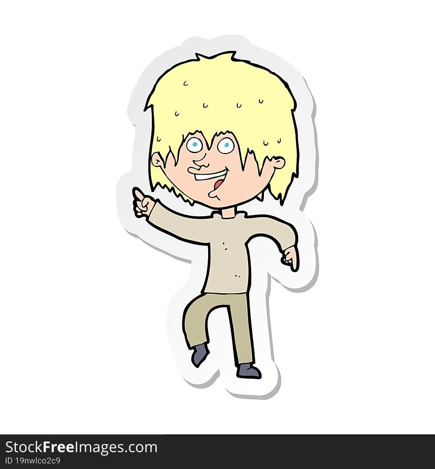 Sticker Of A Cartoon Happy Boy