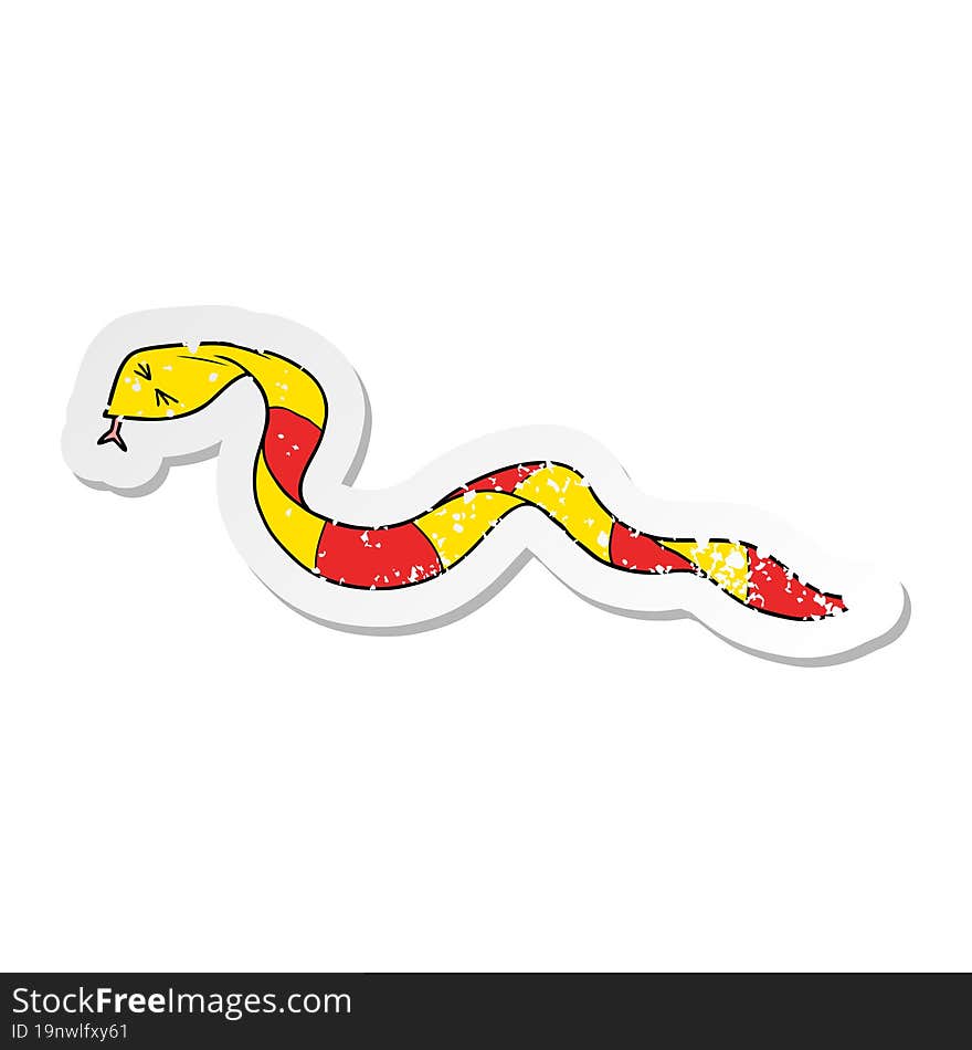 distressed sticker of a cartoon snake