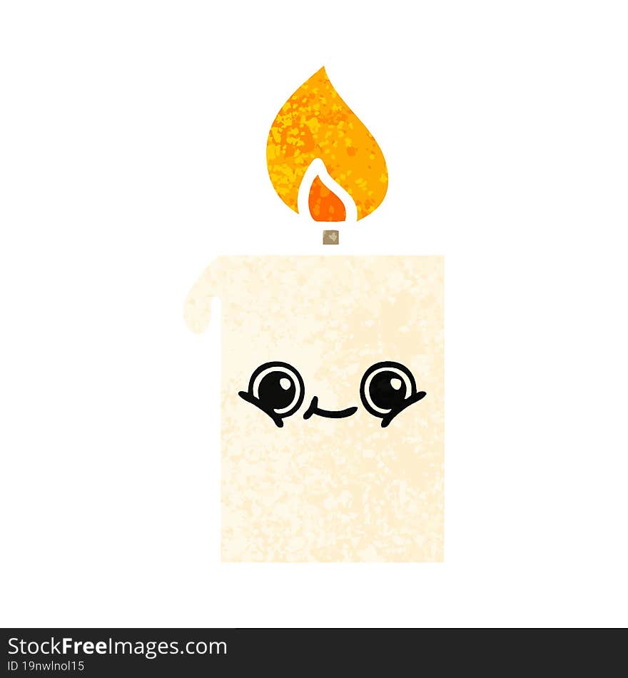 retro illustration style cartoon lit candle