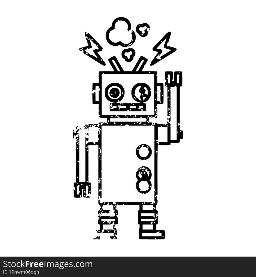 malfunctioning robot distressed icon symbol