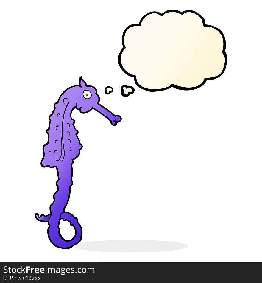 Cartoon Sea Horse With Thought Bubble