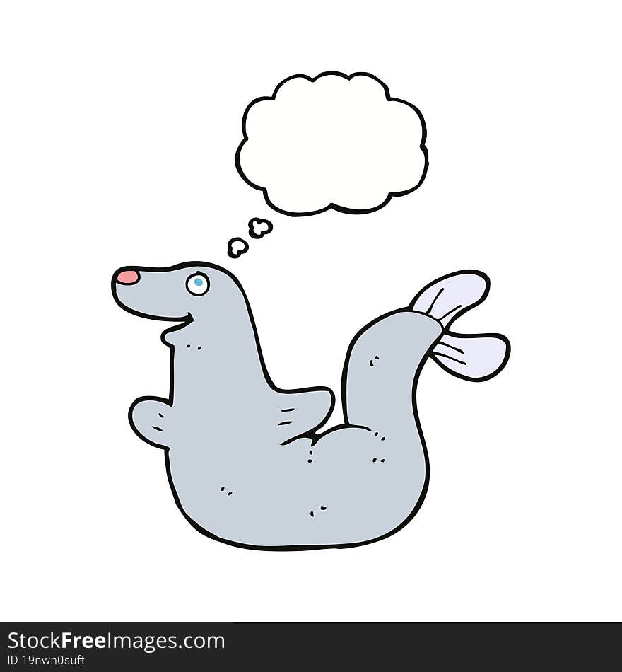 cartoon seal with thought bubble