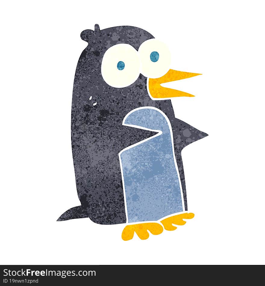 freehand retro cartoon penguin