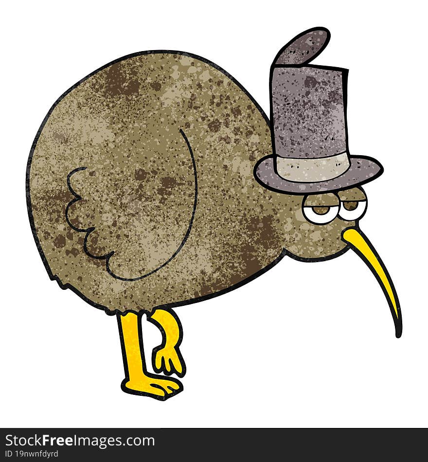 freehand textured cartoon kiwi bird