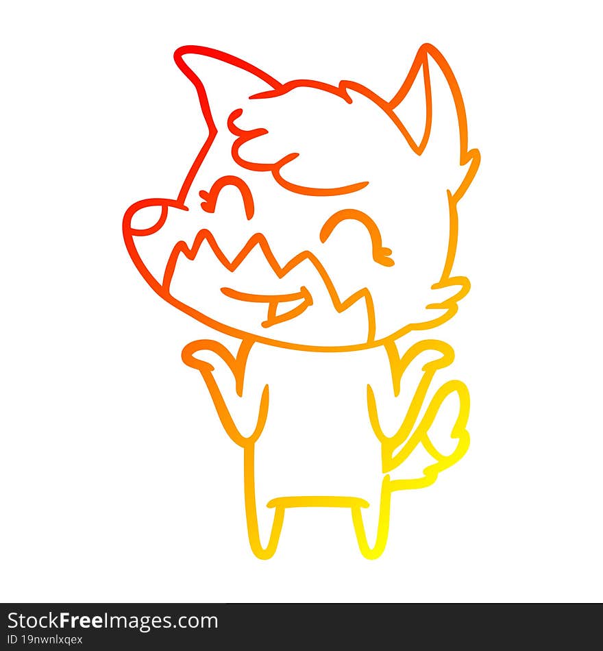 warm gradient line drawing happy cartoon fox