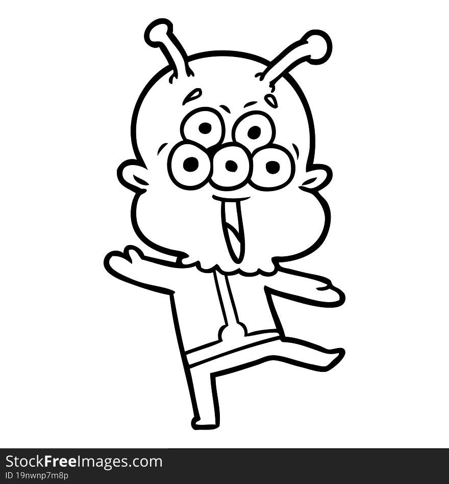 happy cartoon alien dancing. happy cartoon alien dancing