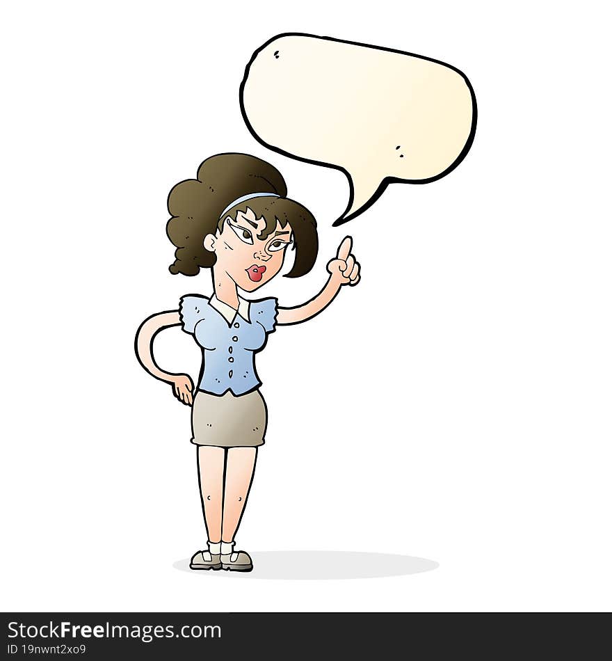 cartoon woman with idea with speech bubble