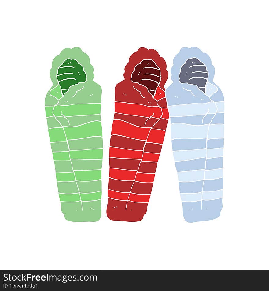 flat color illustration of sleeping bags. flat color illustration of sleeping bags