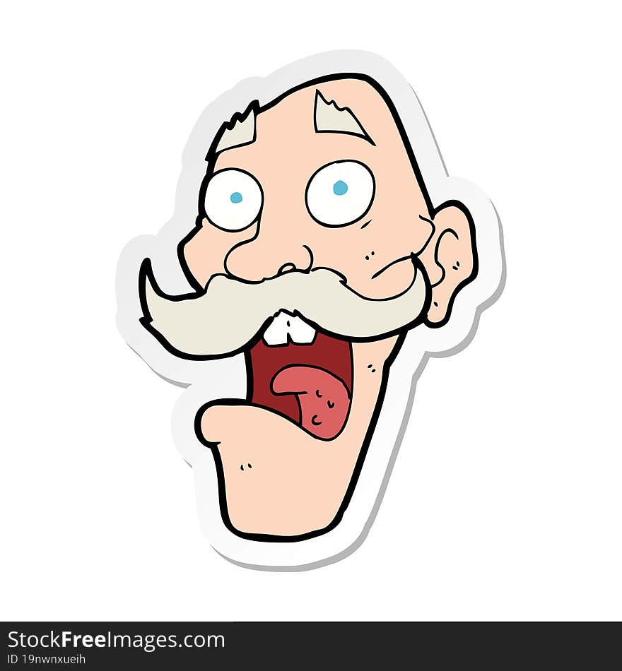 sticker of a cartoon frightened old man