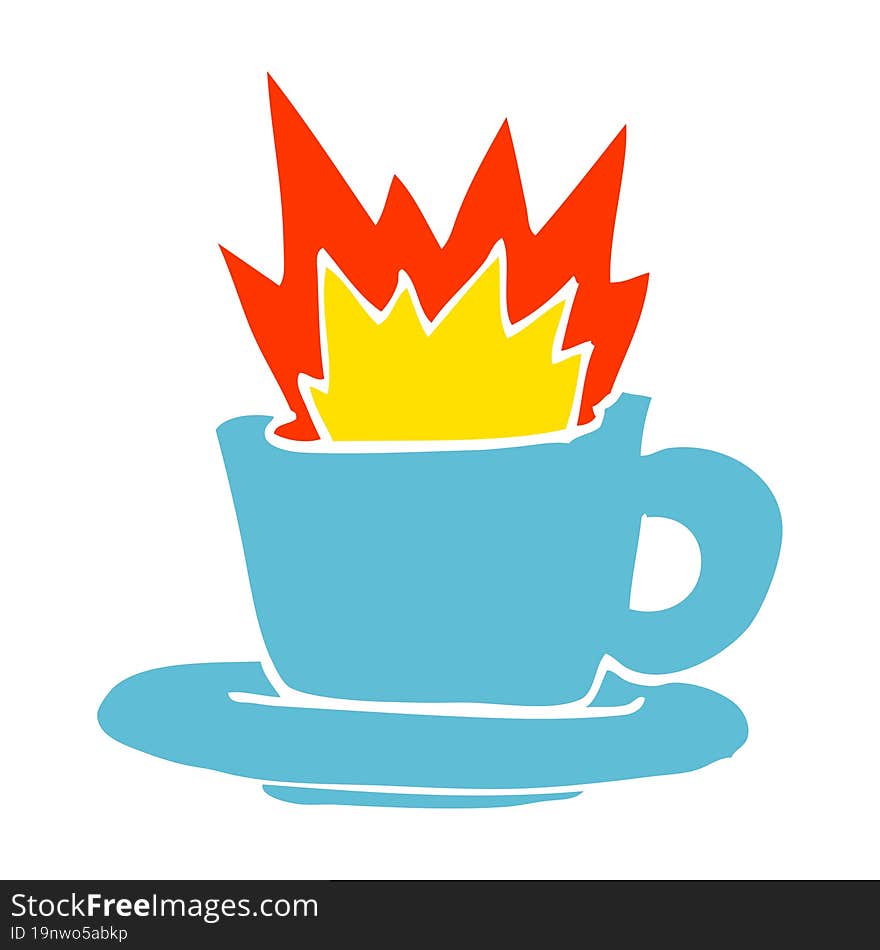 flat color illustration cartoon cup of coffee