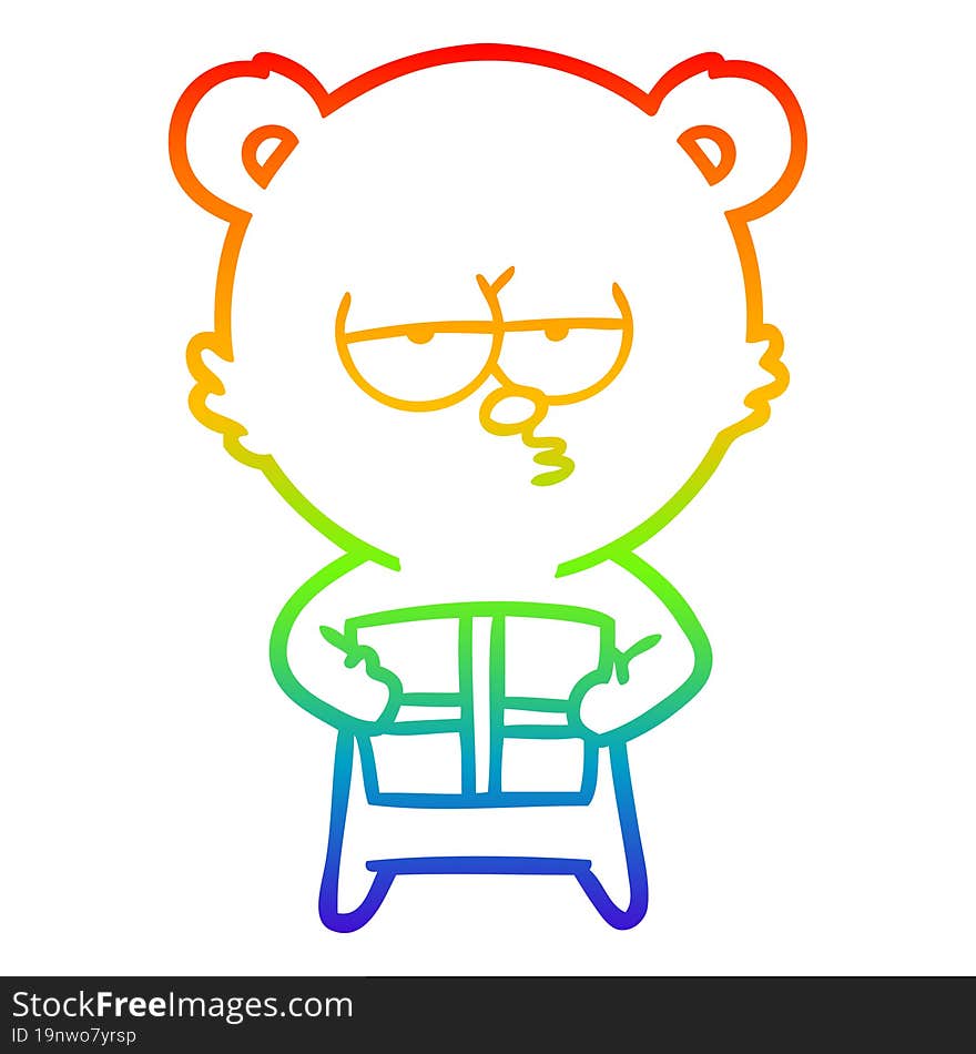 rainbow gradient line drawing christmas bear cartoon