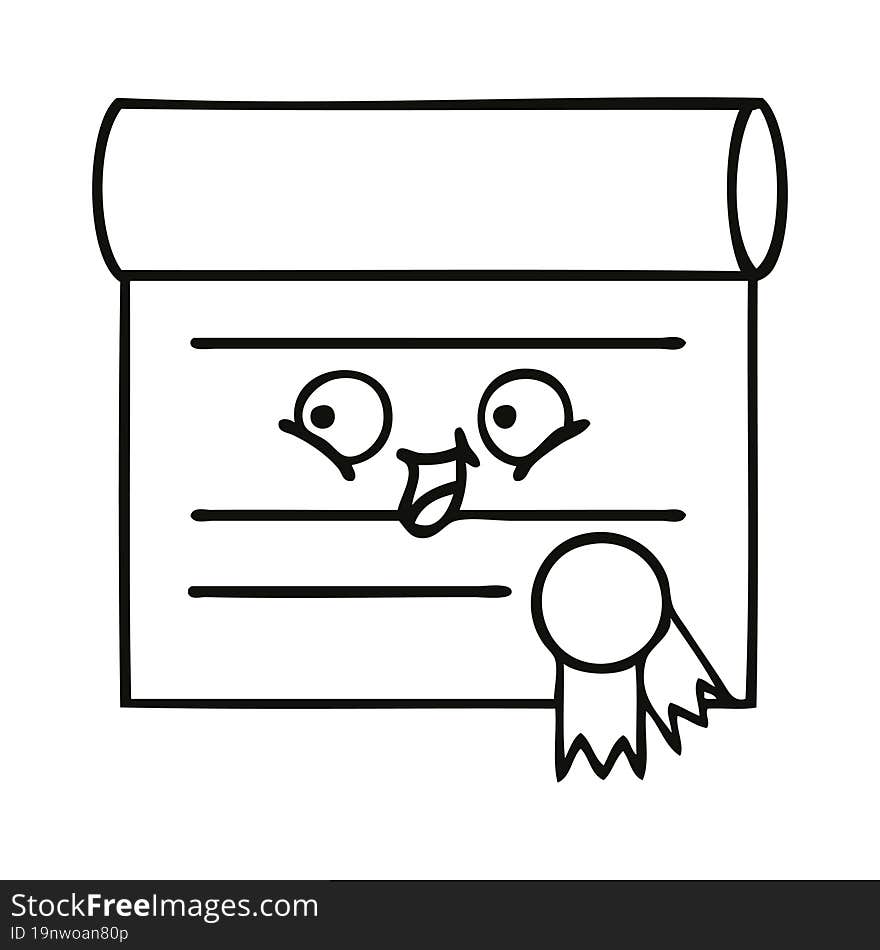 line drawing cartoon certificate