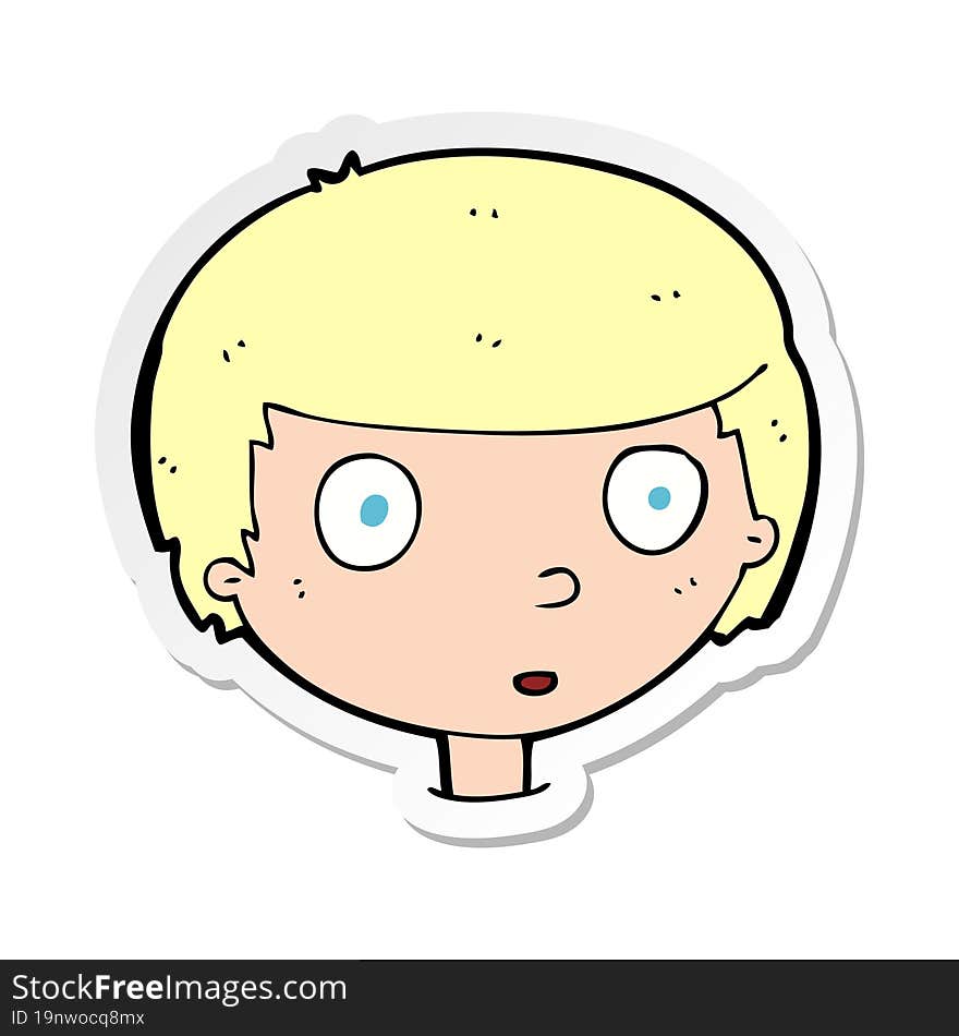 sticker of a cartoon curious boy