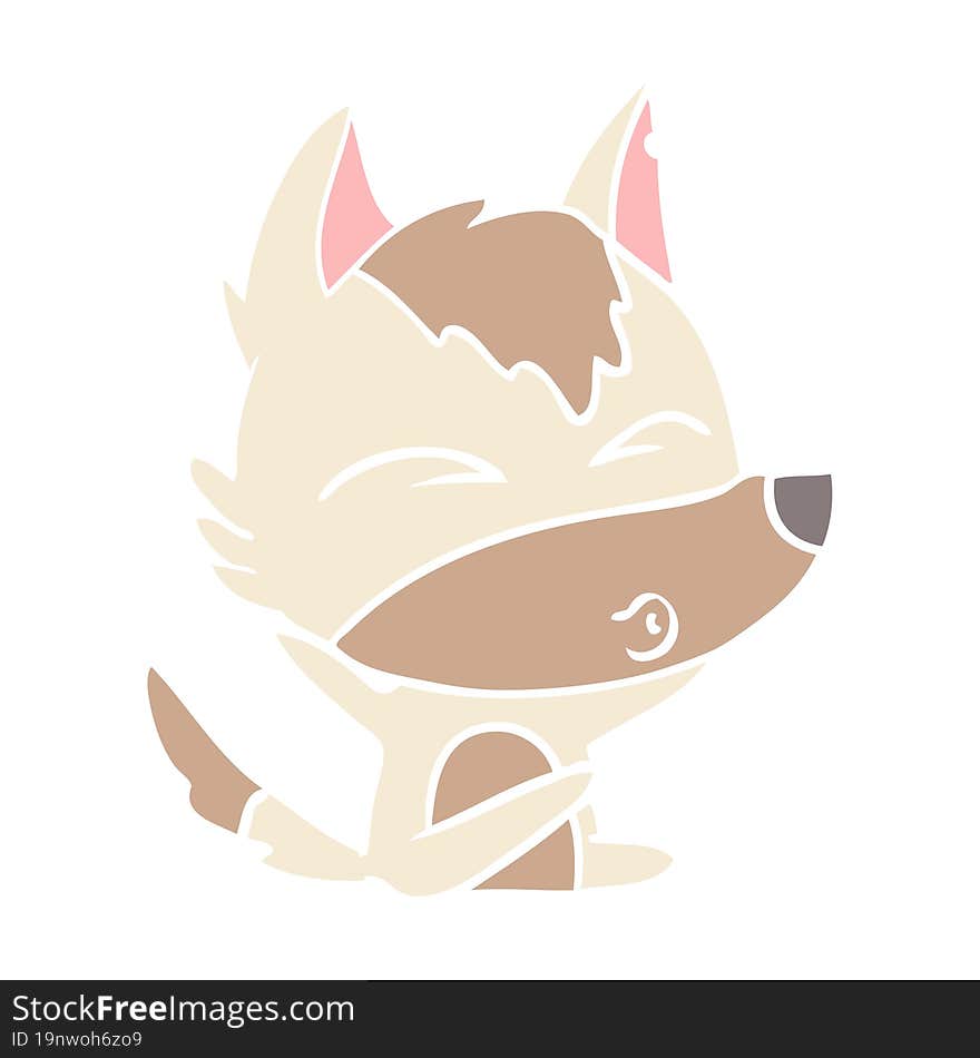 Flat Color Style Cartoon Wolf Whistling