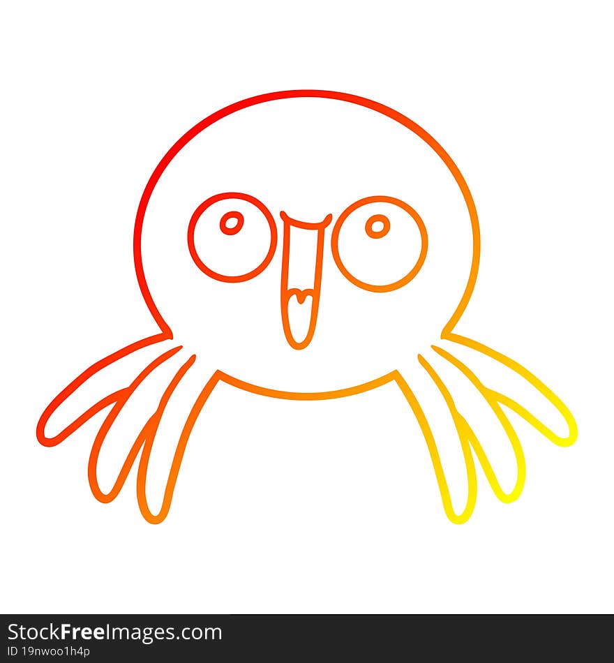 warm gradient line drawing happy cartoon spider