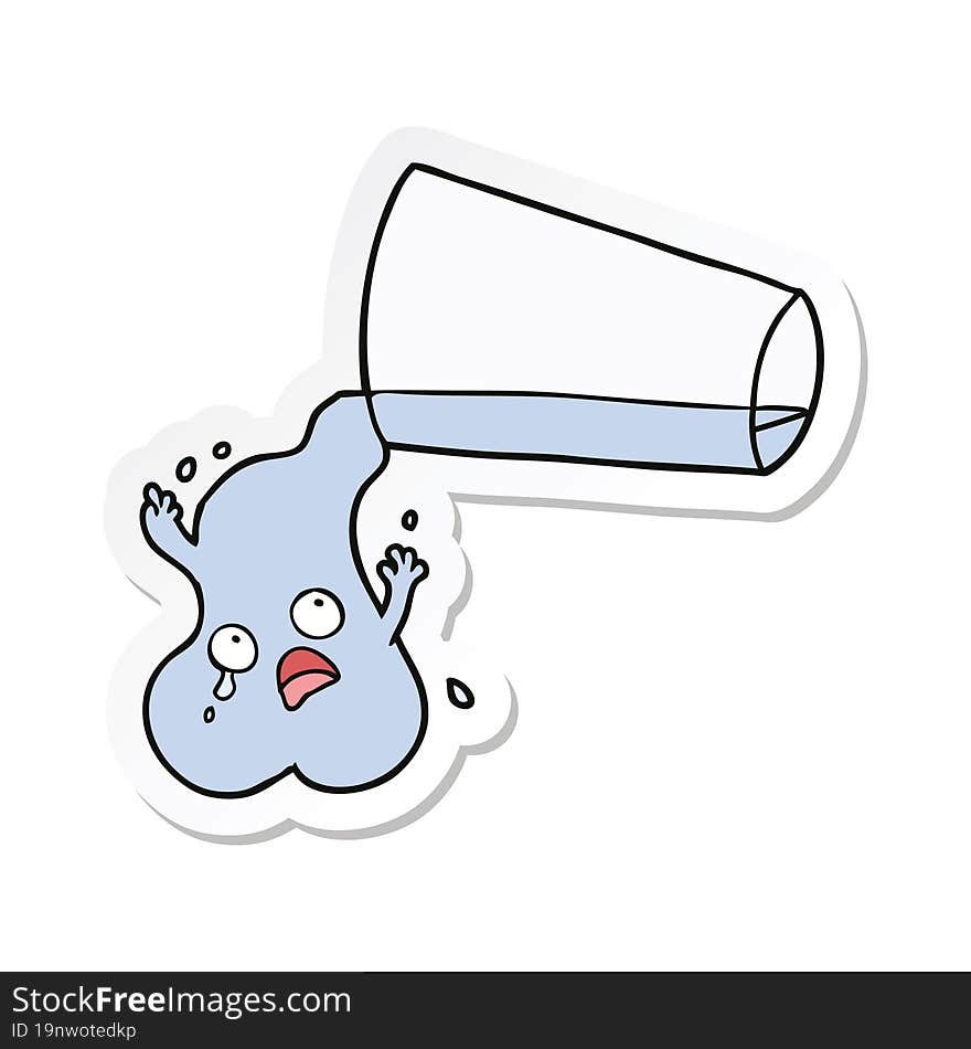 Sticker Of A Pouring Water Cartoon