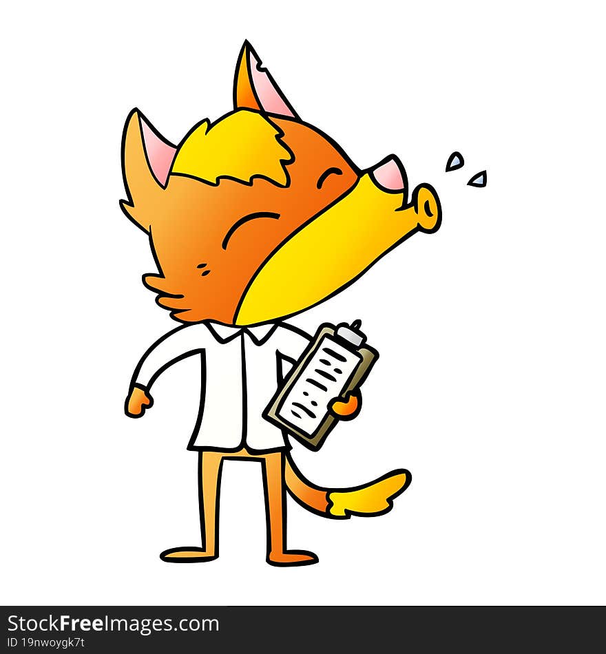 office worker fox cartoon character. office worker fox cartoon character