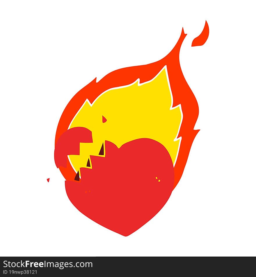 flat color style cartoon flaming heart