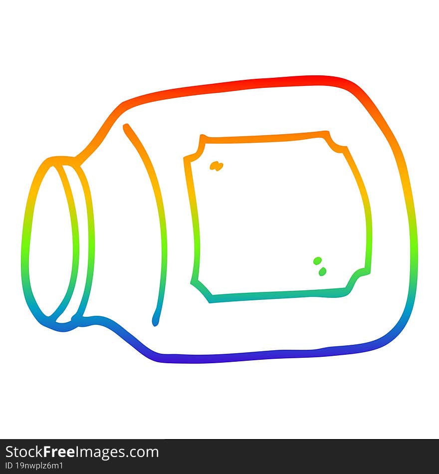 rainbow gradient line drawing cartoon glass jar on side