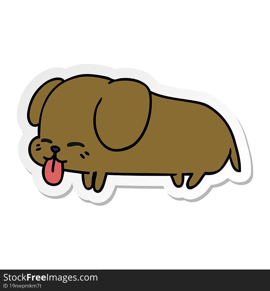 freehand drawn sticker cartoon of cute kawaii dog