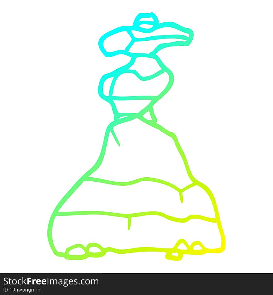 cold gradient line drawing cartoon of stacked stones