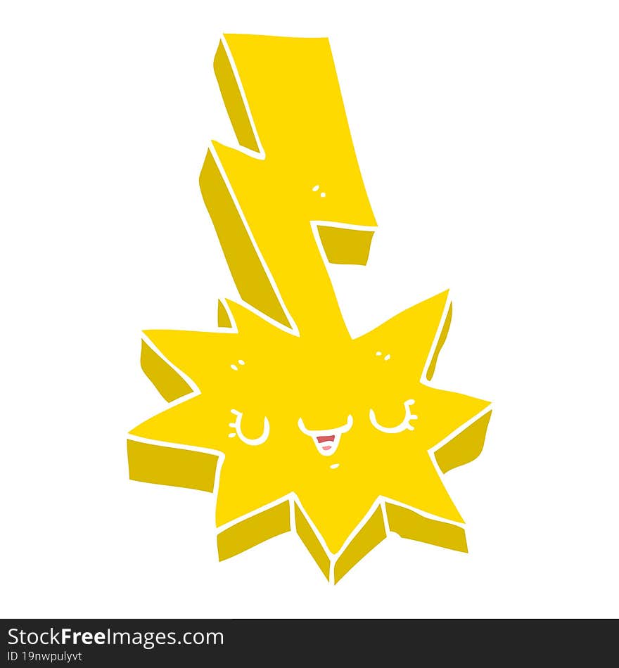 flat color style cartoon lightning strike