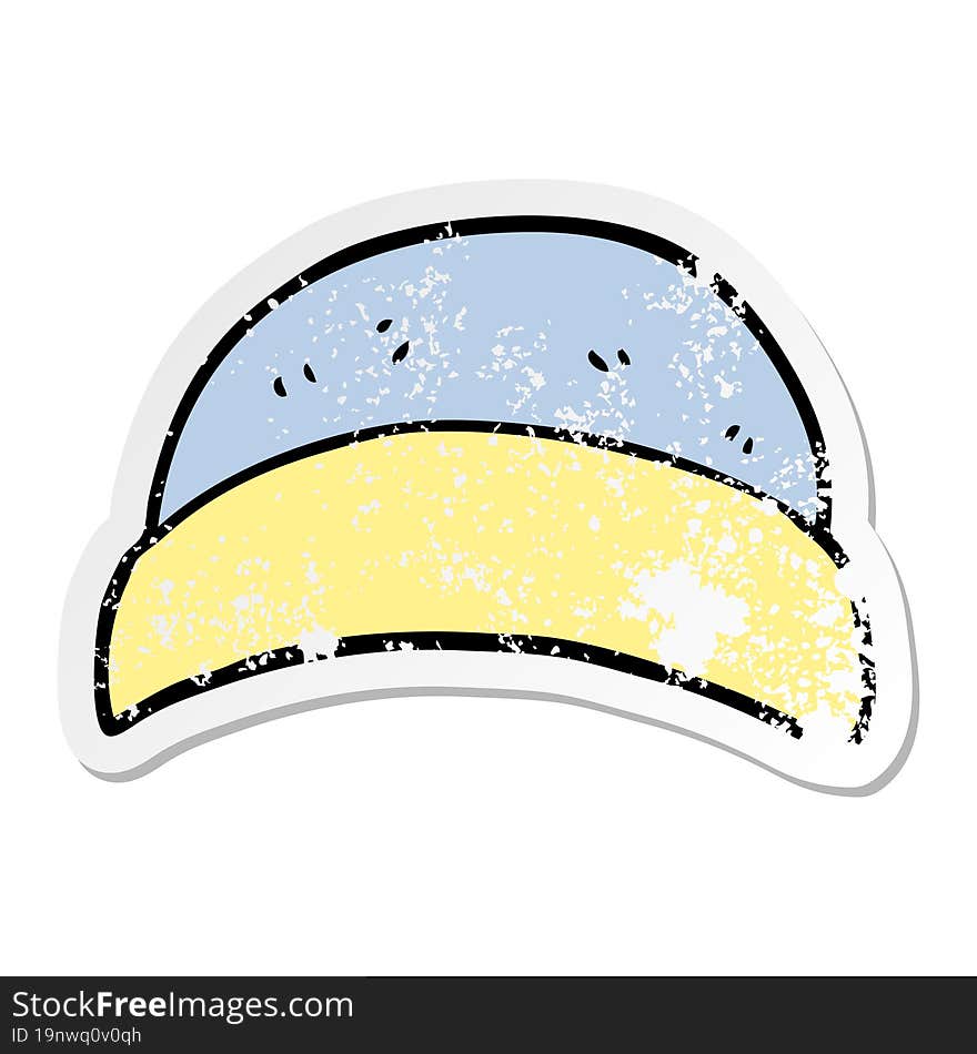 distressed sticker of a cartoon hat