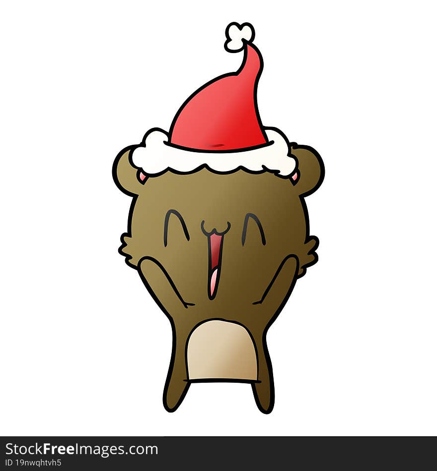 happy bear gradient cartoon of a wearing santa hat