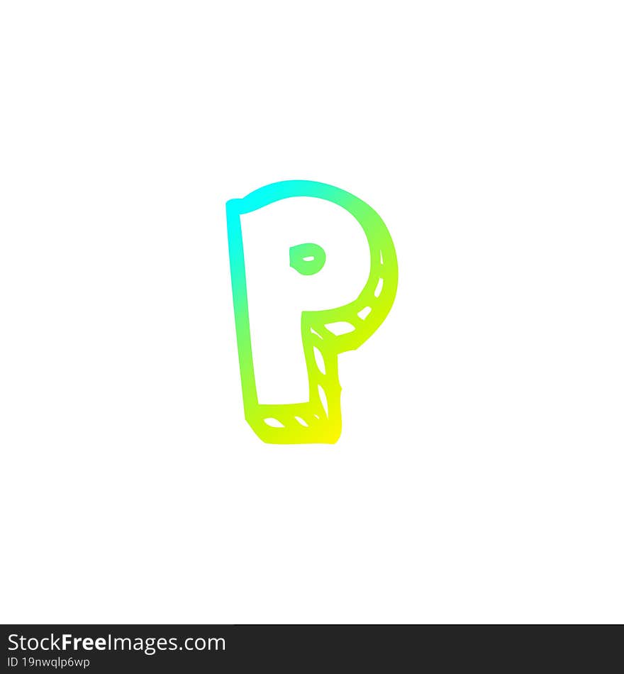 cold gradient line drawing cartoon letter p