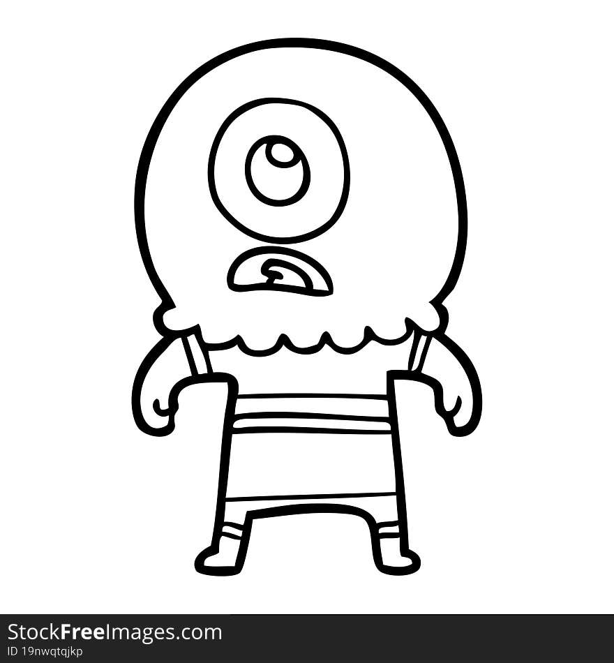 cartoon cyclops alien spaceman. cartoon cyclops alien spaceman