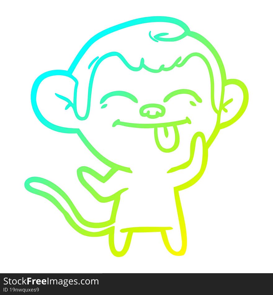 cold gradient line drawing funny cartoon monkey