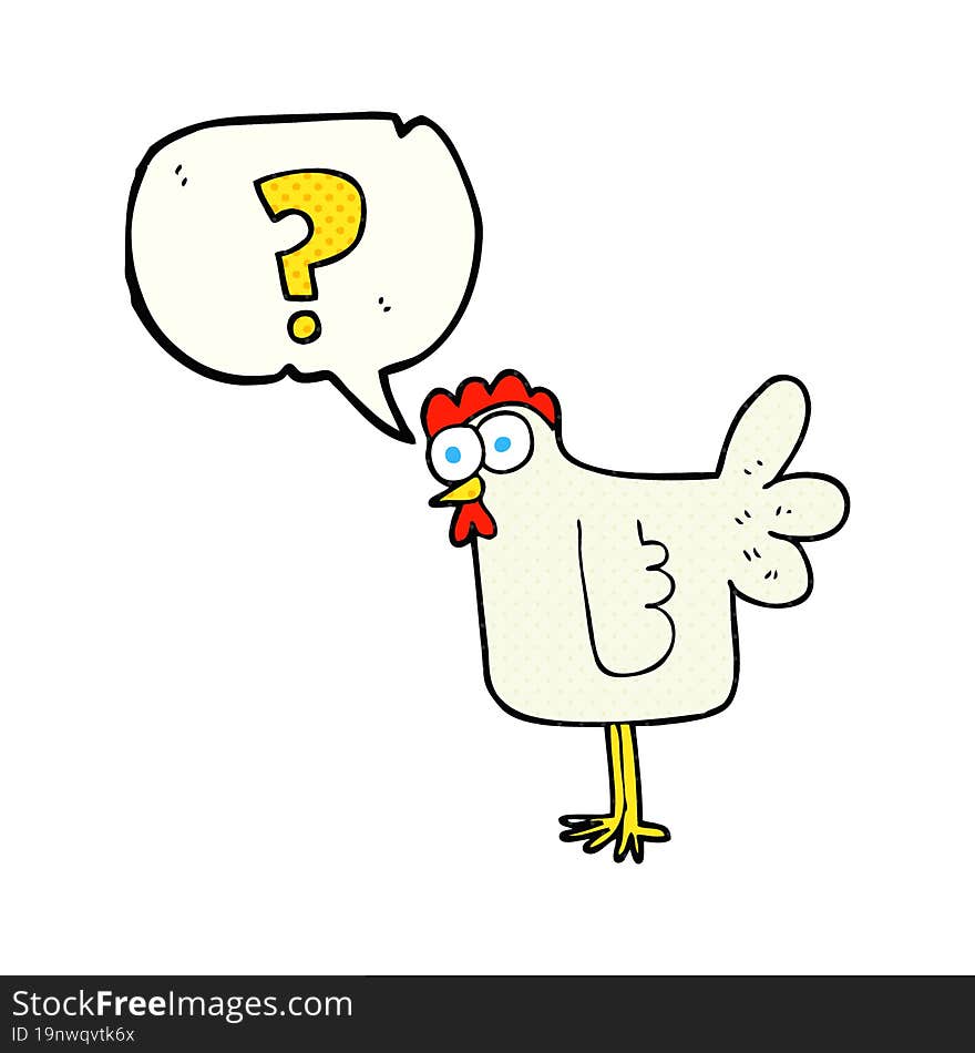 freehand drawn comic book speech bubble cartoon confused chicken