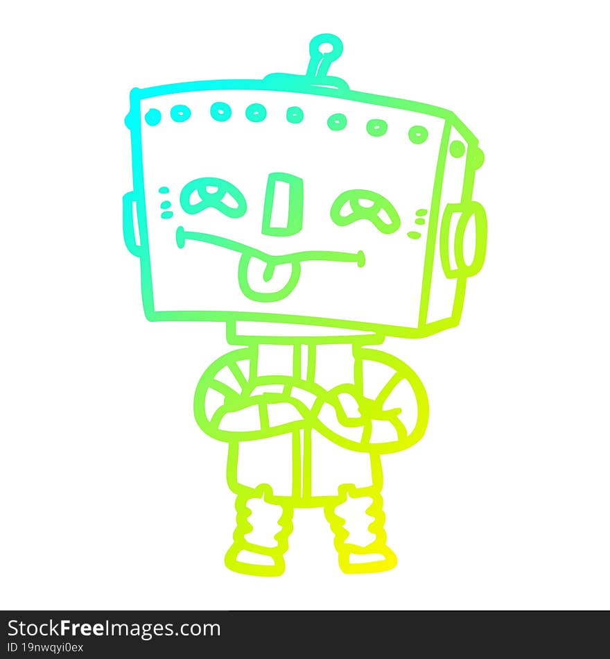 Cold Gradient Line Drawing Cartoon Robot