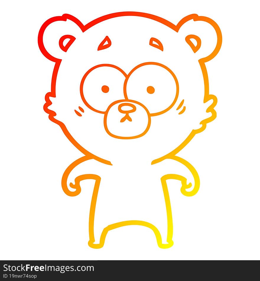 Warm Gradient Line Drawing Surprised Bear Cartoon