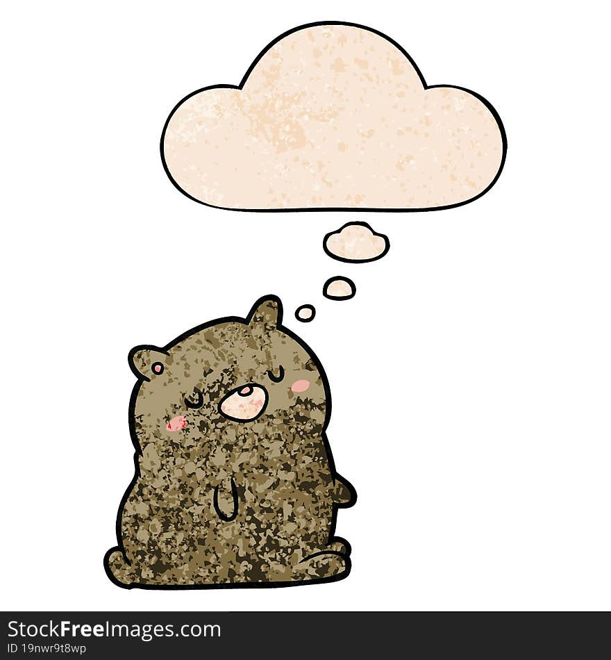 cartoon bear with thought bubble in grunge texture style. cartoon bear with thought bubble in grunge texture style