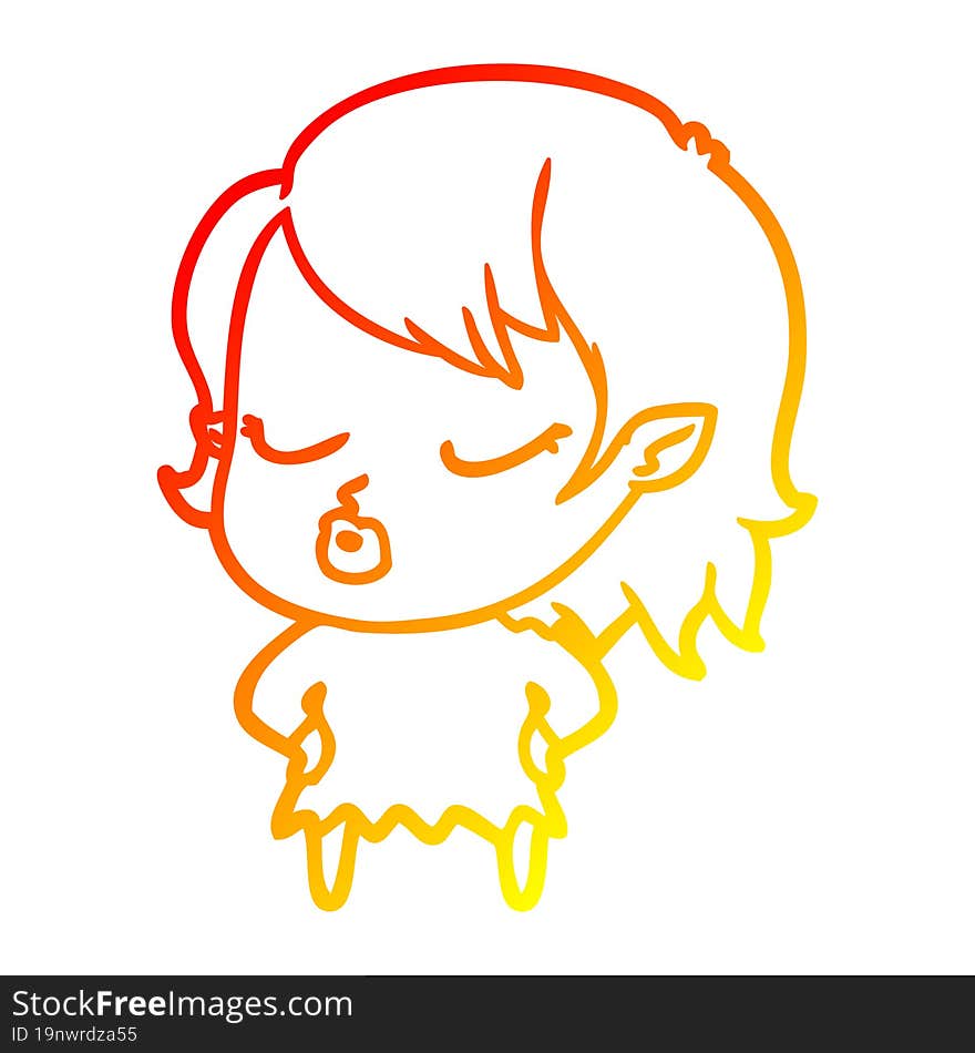 warm gradient line drawing cute cartoon vampire girl