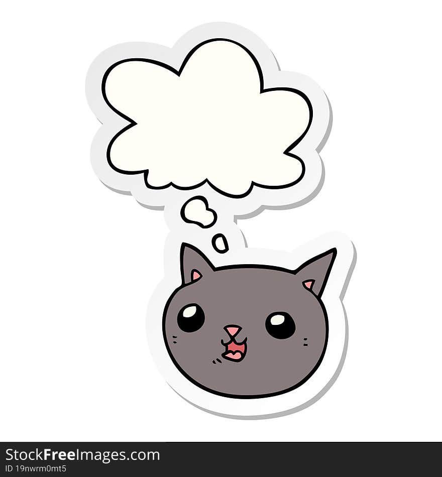 cartoon cat and thought bubble as a printed sticker