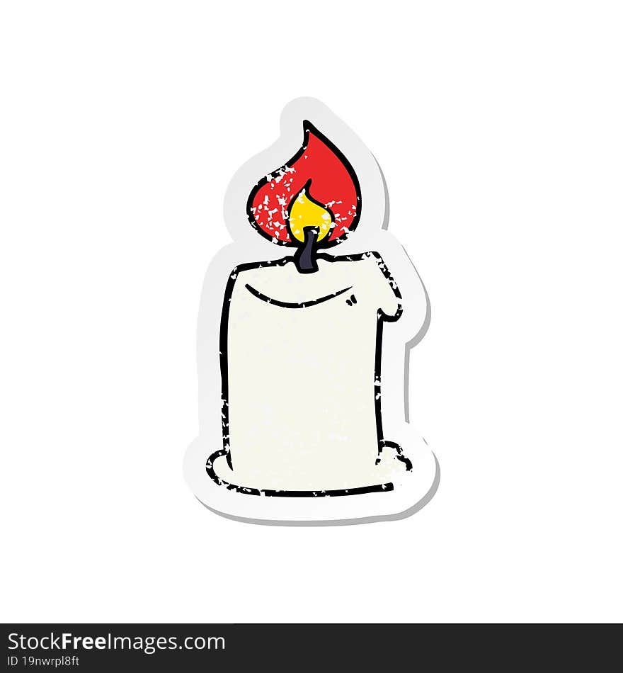 distressed sticker of a cartoon candle