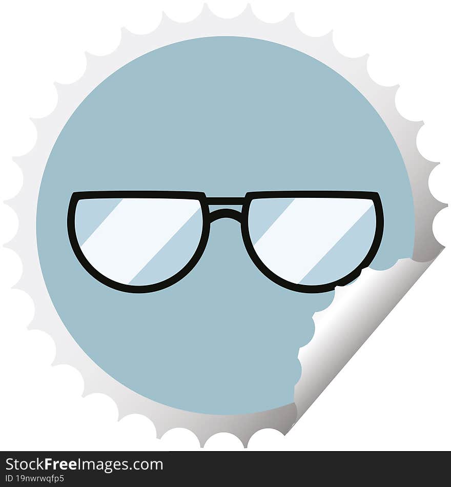 spectacles round sticker stamp