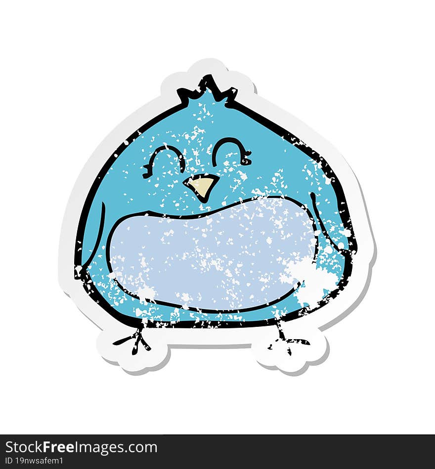 retro distressed sticker of a cartoon fat bird