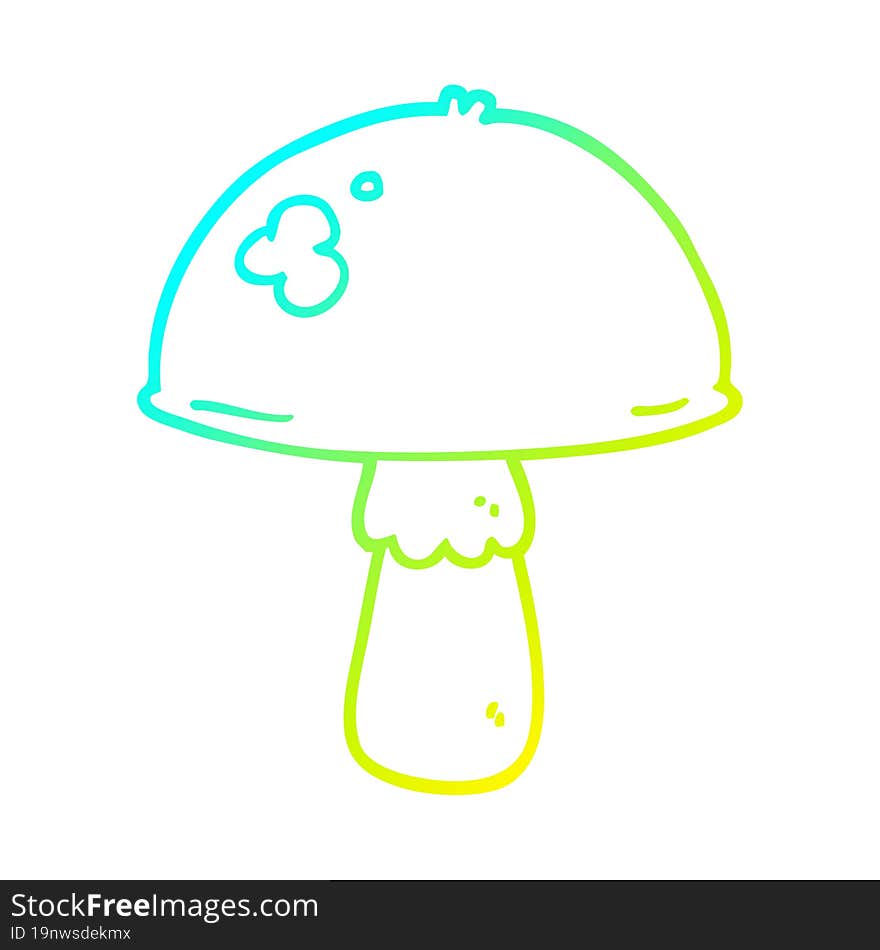 cold gradient line drawing of a cartoon mushroom