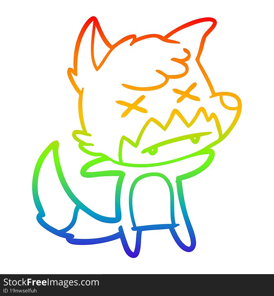 rainbow gradient line drawing cartoon dead fox