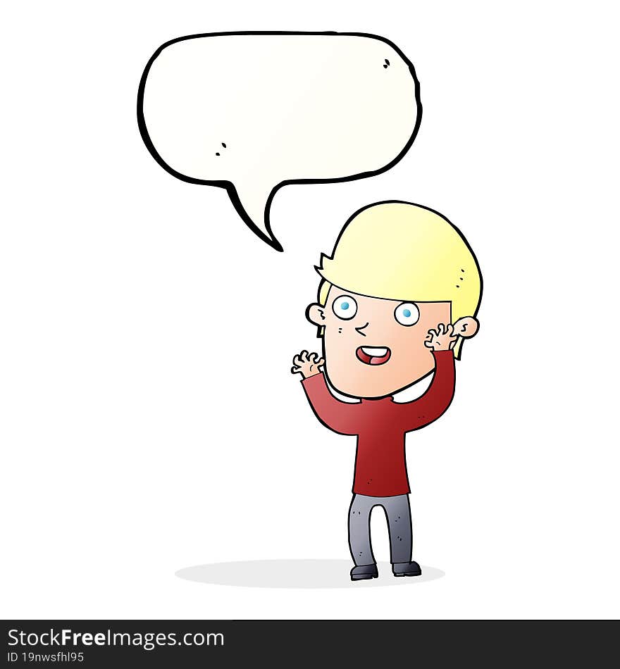 Cartoon Happy Man With Speech Bubble