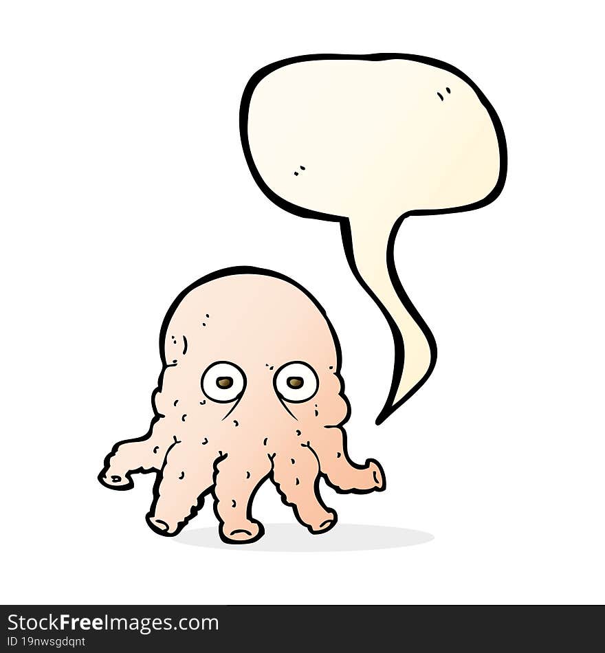 cartoon alien squid face with speech bubble